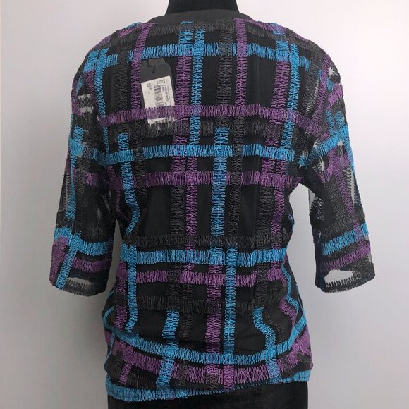 BNWT A|X Armani Exchange Short Sleeve Colorful Striped Blouse Size S - Picture 5 of 13